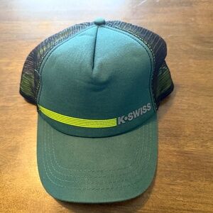 K-Swiss Green Men's Black Mesh Snapback Hat One Size Fits All